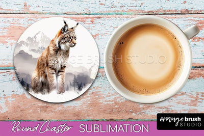 Wild Animals Coaster Sublimation - Mountain Round Coaster Sublimation OrangeBrushStudio 