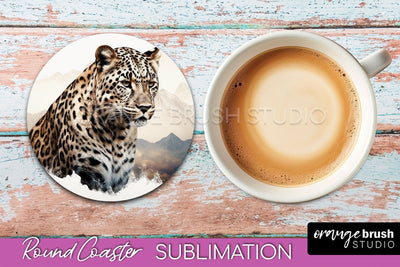Wild Animals Coaster Sublimation - Mountain Round Coaster Sublimation OrangeBrushStudio 