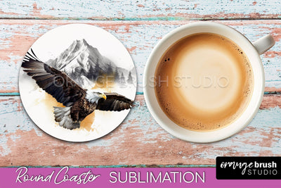 Wild Animals Coaster Sublimation - Mountain Round Coaster Sublimation OrangeBrushStudio 