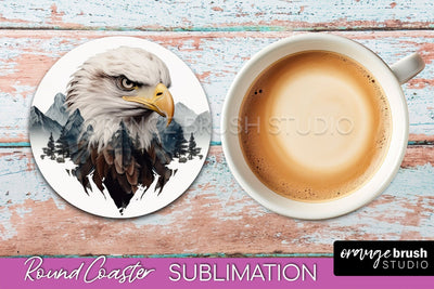Wild Animals Coaster Sublimation - Mountain Round Coaster Sublimation OrangeBrushStudio 