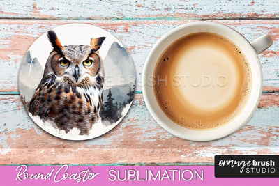 Wild Animals Coaster Sublimation - Mountain Round Coaster Sublimation OrangeBrushStudio 