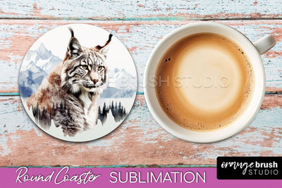 Wild Animals Coaster Sublimation - Mountain Round Coaster Sublimation OrangeBrushStudio 