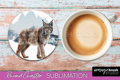 Wild Animals Coaster Sublimation - Mountain Round Coaster Sublimation OrangeBrushStudio 