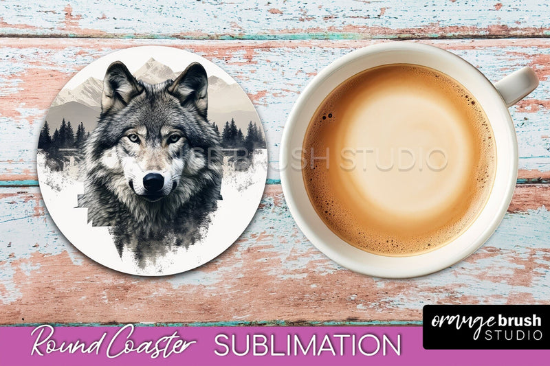Wild Animals Coaster Sublimation - Mountain Round Coaster Sublimation OrangeBrushStudio 