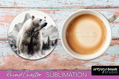 Wild Animals Coaster Sublimation - Mountain Round Coaster Sublimation OrangeBrushStudio 
