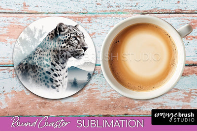 Wild Animals Coaster Sublimation - Mountain Round Coaster Sublimation OrangeBrushStudio 