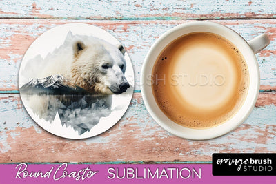 Wild Animals Coaster Sublimation - Mountain Round Coaster Sublimation OrangeBrushStudio 