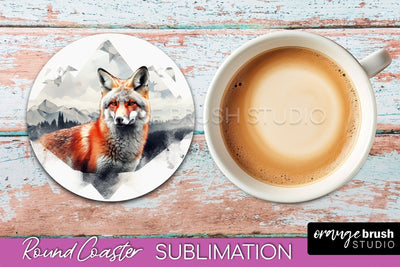 Wild Animals Coaster Sublimation - Mountain Round Coaster Sublimation OrangeBrushStudio 