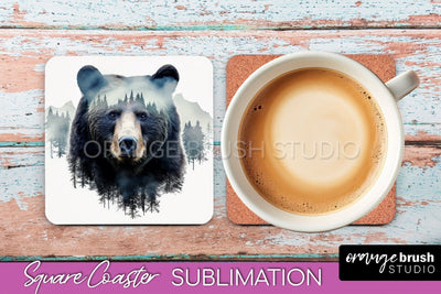 Wild Animals Coaster Sublimation - Mountain Square Coaster Sublimation OrangeBrushStudio 