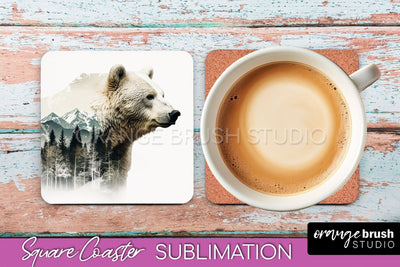 Wild Animals Coaster Sublimation - Mountain Square Coaster Sublimation OrangeBrushStudio 