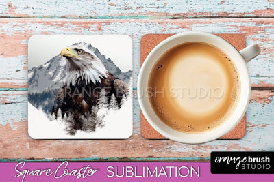 Wild Animals Coaster Sublimation - Mountain Square Coaster Sublimation OrangeBrushStudio 