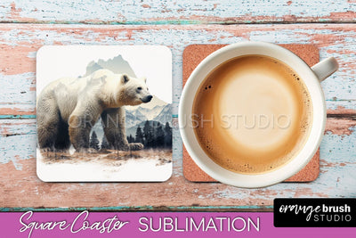 Wild Animals Coaster Sublimation - Mountain Square Coaster Sublimation OrangeBrushStudio 