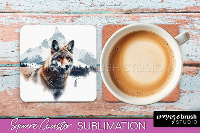 Wild Animals Coaster Sublimation - Mountain Square Coaster Sublimation OrangeBrushStudio 