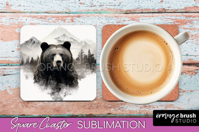 Wild Animals Coaster Sublimation - Mountain Square Coaster Sublimation OrangeBrushStudio 