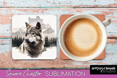Wild Animals Coaster Sublimation - Mountain Square Coaster Sublimation OrangeBrushStudio 