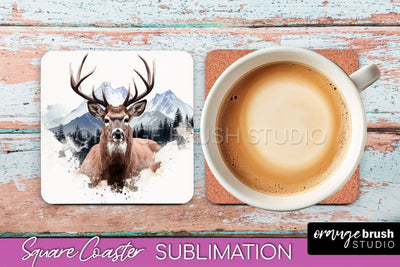 Wild Animals Coaster Sublimation - Mountain Square Coaster Sublimation OrangeBrushStudio 