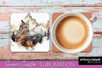 Wild Animals Coaster Sublimation - Mountain Square Coaster Sublimation OrangeBrushStudio 