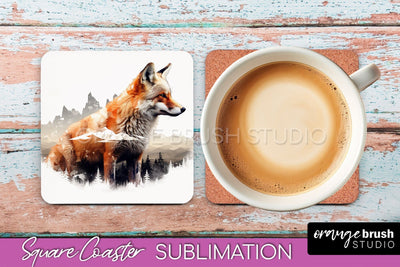 Wild Animals Coaster Sublimation - Mountain Square Coaster Sublimation OrangeBrushStudio 