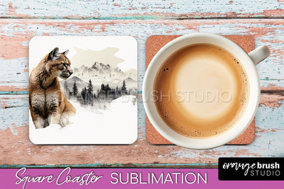 Wild Animals Coaster Sublimation - Mountain Square Coaster Sublimation OrangeBrushStudio 