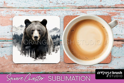 Wild Animals Coaster Sublimation - Mountain Square Coaster Sublimation OrangeBrushStudio 