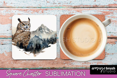 Wild Animals Coaster Sublimation - Mountain Square Coaster Sublimation OrangeBrushStudio 