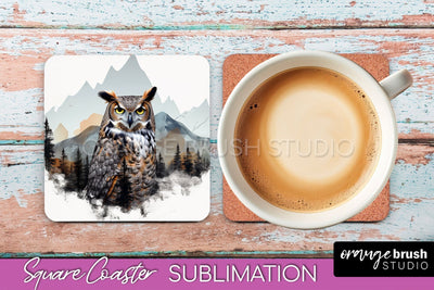 Wild Animals Coaster Sublimation - Mountain Square Coaster Sublimation OrangeBrushStudio 