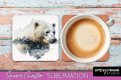 Wild Animals Coaster Sublimation - Mountain Square Coaster Sublimation OrangeBrushStudio 