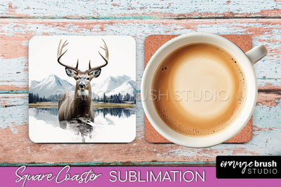 Wild Animals Coaster Sublimation - Mountain Square Coaster Sublimation OrangeBrushStudio 