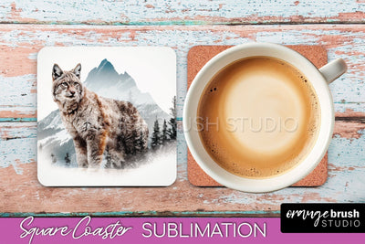 Wild Animals Coaster Sublimation - Mountain Square Coaster Sublimation OrangeBrushStudio 