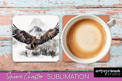 Wild Animals Coaster Sublimation - Mountain Square Coaster Sublimation OrangeBrushStudio 