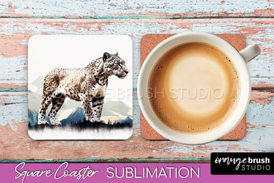 Wild Animals Coaster Sublimation - Mountain Square Coaster Sublimation OrangeBrushStudio 