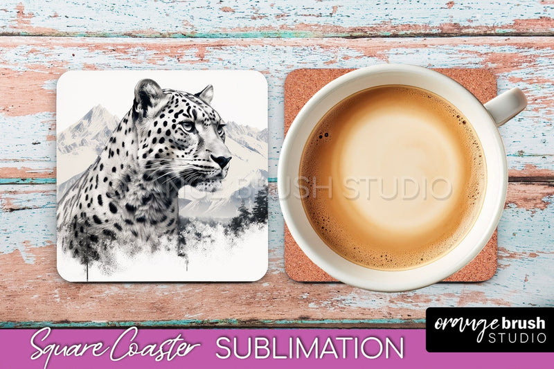 Wild Animals Coaster Sublimation - Mountain Square Coaster Sublimation OrangeBrushStudio 