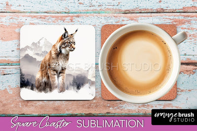 Wild Animals Coaster Sublimation - Mountain Square Coaster Sublimation OrangeBrushStudio 