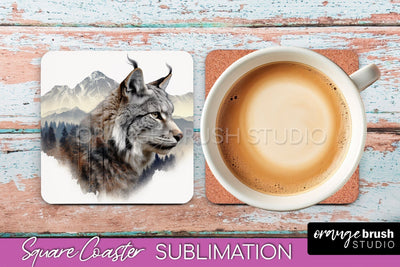 Wild Animals Coaster Sublimation - Mountain Square Coaster Sublimation OrangeBrushStudio 