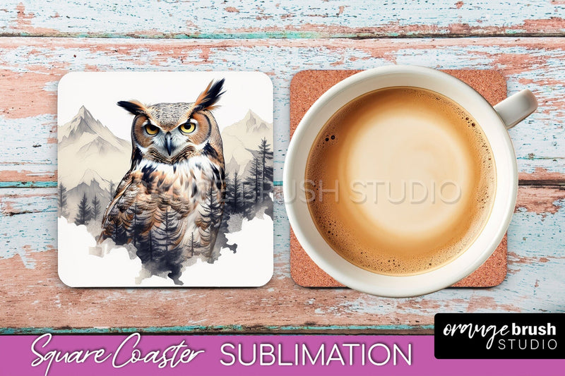 Wild Animals Coaster Sublimation - Mountain Square Coaster Sublimation OrangeBrushStudio 
