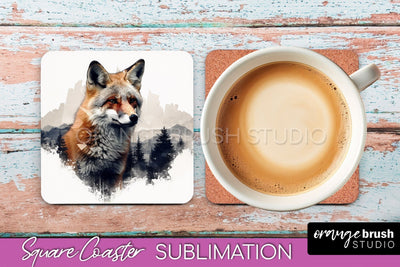 Wild Animals Coaster Sublimation - Mountain Square Coaster Sublimation OrangeBrushStudio 