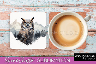 Wild Animals Coaster Sublimation - Mountain Square Coaster Sublimation OrangeBrushStudio 