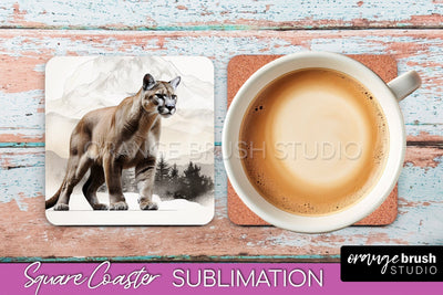 Wild Animals Coaster Sublimation - Mountain Square Coaster Sublimation OrangeBrushStudio 
