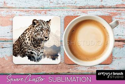 Wild Animals Coaster Sublimation - Mountain Square Coaster Sublimation OrangeBrushStudio 