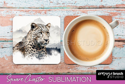 Wild Animals Coaster Sublimation - Mountain Square Coaster Sublimation OrangeBrushStudio 