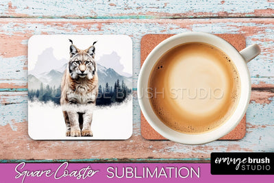 Wild Animals Coaster Sublimation - Mountain Square Coaster Sublimation OrangeBrushStudio 