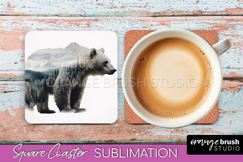 Wild Animals Coaster Sublimation - Mountain Square Coaster Sublimation OrangeBrushStudio 