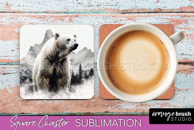 Wild Animals Coaster Sublimation - Mountain Square Coaster Sublimation OrangeBrushStudio 