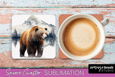 Wild Animals Coaster Sublimation - Mountain Square Coaster Sublimation OrangeBrushStudio 
