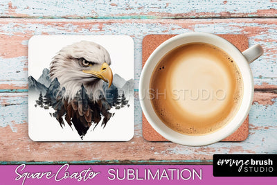 Wild Animals Coaster Sublimation - Mountain Square Coaster Sublimation OrangeBrushStudio 