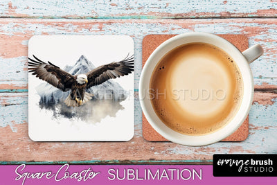 Wild Animals Coaster Sublimation - Mountain Square Coaster Sublimation OrangeBrushStudio 