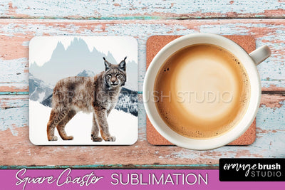 Wild Animals Coaster Sublimation - Mountain Square Coaster Sublimation OrangeBrushStudio 
