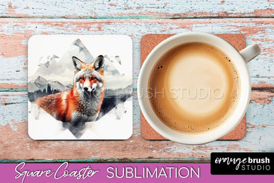 Wild Animals Coaster Sublimation - Mountain Square Coaster Sublimation OrangeBrushStudio 