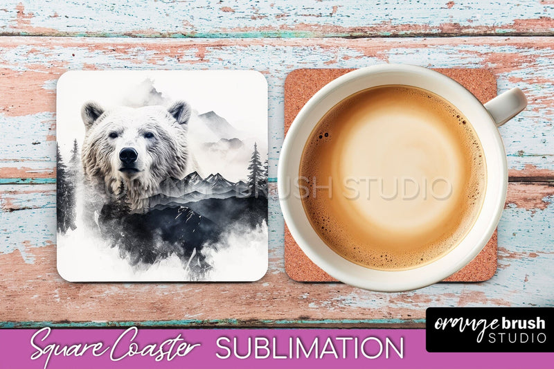 Wild Animals Coaster Sublimation - Mountain Square Coaster Sublimation OrangeBrushStudio 