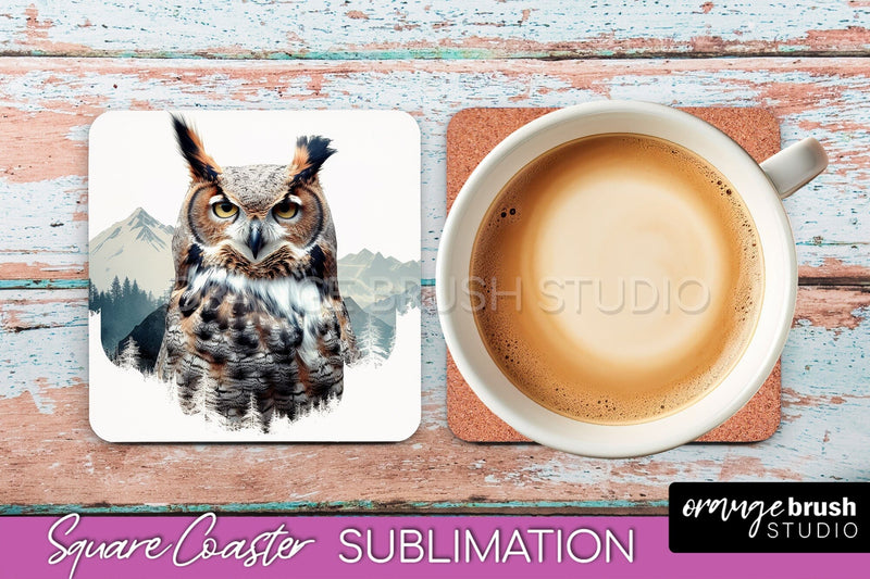 Wild Animals Coaster Sublimation - Mountain Square Coaster Sublimation OrangeBrushStudio 